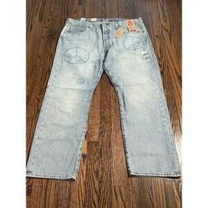 Levi's 501 150th Jeans Peace Sign Original Fit Straight Y2K Button Fly 40X30